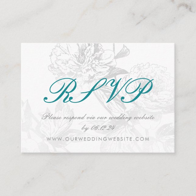 Website für Hochzeiten UAWG Simple Floral Silver A Begleitkarte (Vorderseite)