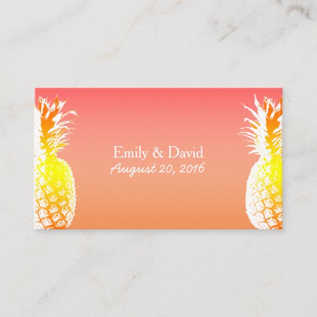 Website für Hochzeiten von Ananas mit Tropen Begleitkarte (Vorderseite)