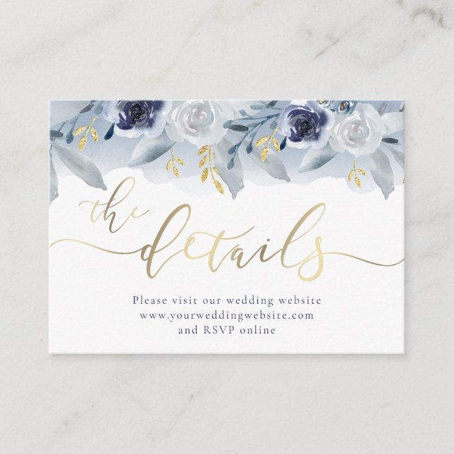 Website für Hochzeiten von Blue Rose Begleitkarte (Vorderseite)