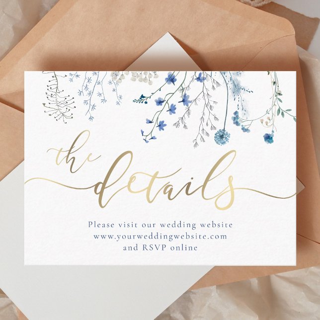 Website für Hochzeiten von Blue Wildblumen Begleitkarte (Von Creator hochgeladen)