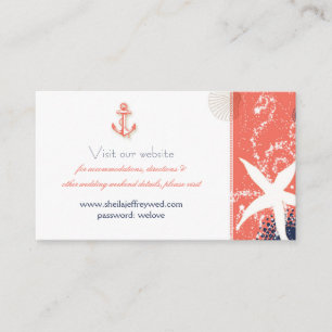 Website für Hochzeiten von Korallen und Navy Begleitkarte