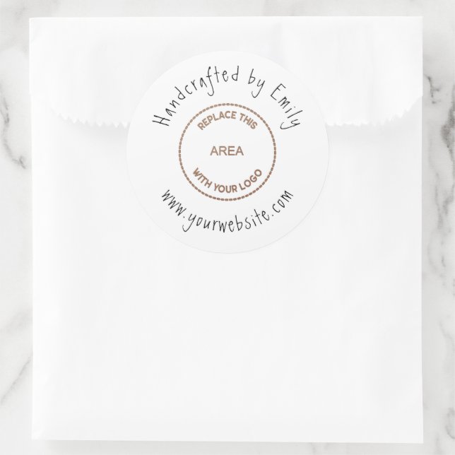 Website für kleine Handwerke mit Ihrem Logo Runder Aufkleber (Tasche)