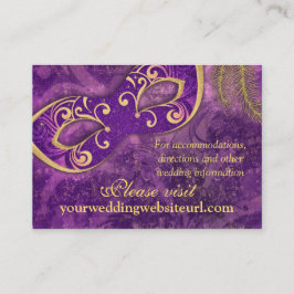 Website für lila Goldmasquerade-Ball-Hochzeiten Begleitkarte