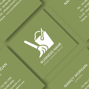 Website für Reinigungsdienste: grüne Seite Quadratische Visitenkarte