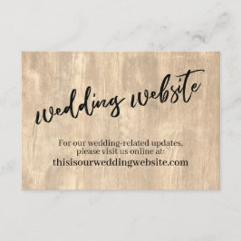 Website für rustikale Hochzeiten mit Holz und Läss Begleitkarte