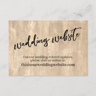 Website für rustikale Hochzeiten mit Holz und Läss Begleitkarte