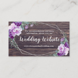 Website für rustikale Hochzeiten und Lila Blumenzw Begleitkarte