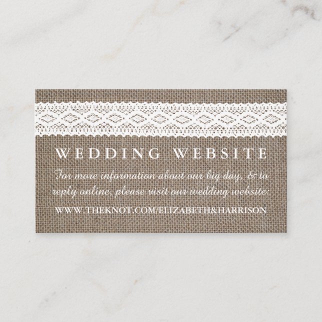 Website für Rustikale Hochzeiten und Vintage White Begleitkarte (Vorderseite)