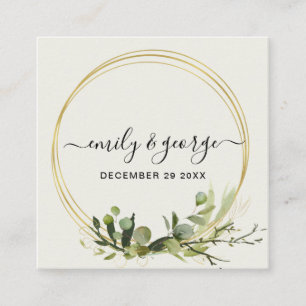 WEBSITE "GRÜNE FOLIAGE WATERCOLOR WEDING" UAWG QUADRATISCHE VISITENKARTE