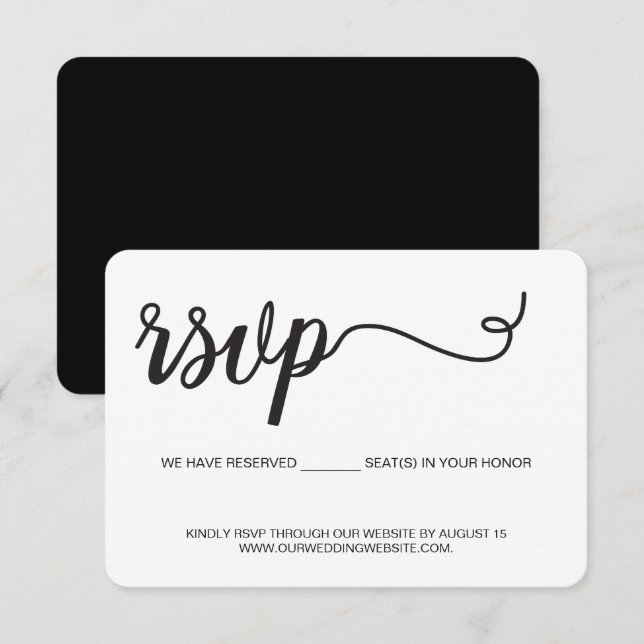 Website Hochzeit Wir haben Sitzplätze für Sie rese RSVP Karte (Vorne/Hinten)