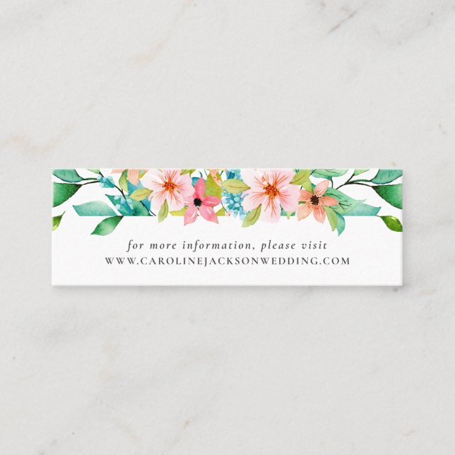 Website-Karte des tropischen Strandes für Hochzeit Mini Visitenkarte (Vorderseite)