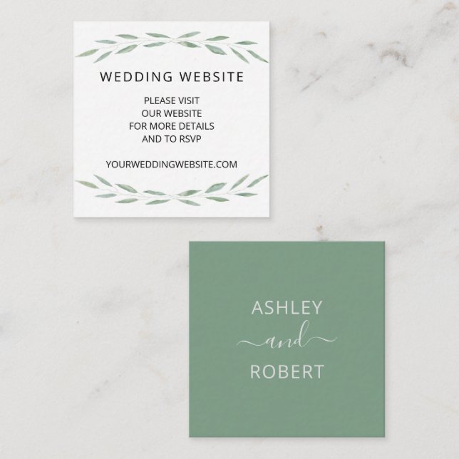 Website-Karte für die Hochzeit von Sage Greenery,  Begleitkarte (Vorne/Hinten)