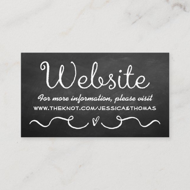 Website-Karte für Hochzeiten | Black Chalkboard Begleitkarte (Vorderseite)