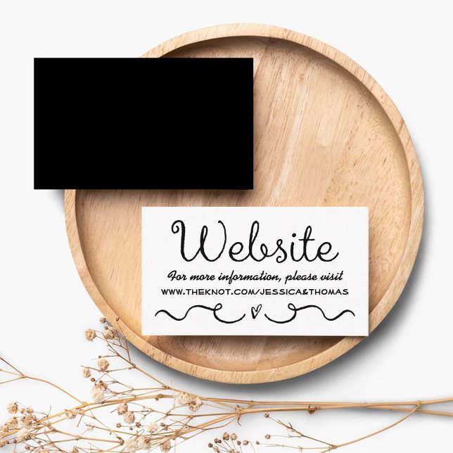 Website-Karte für Hochzeiten | Modernes Schwarz/We Begleitkarte (Von Creator hochgeladen)