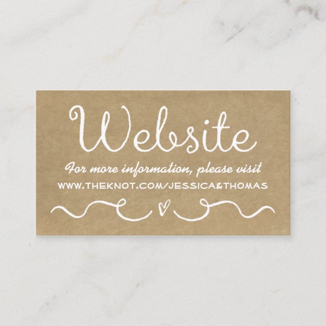 Website-Karte für Hochzeiten | Rustikale Kraft Begleitkarte (Vorderseite)