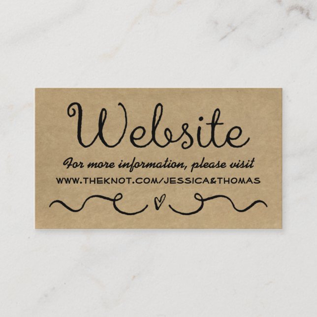 Website-Karte für Hochzeiten | Rustikale Kraft Begleitkarte (Vorderseite)