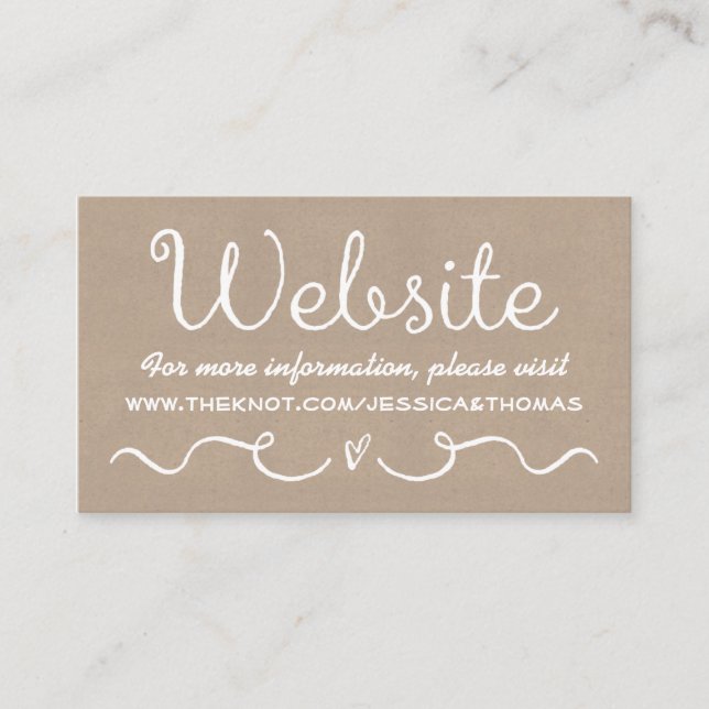 Website-Karte für Hochzeiten | Rustikale Kraft Begleitkarte (Vorderseite)