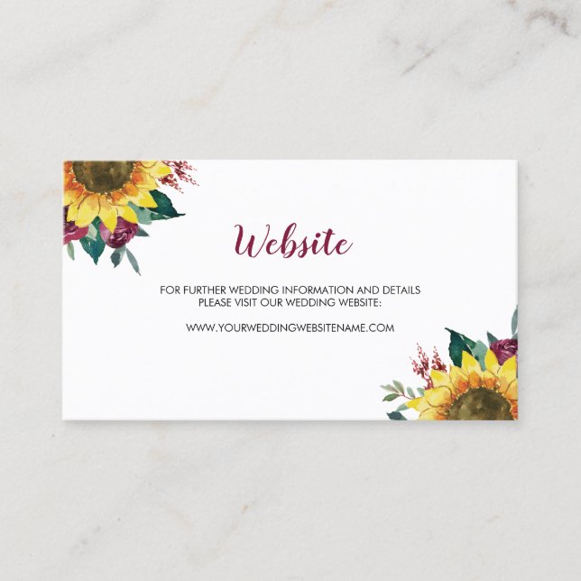 Website-Karte für Hochzeiten von Wasserfarben-Sonn Visitenkarte (Vorderseite)