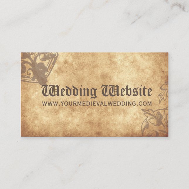 Website-Karte für mittelalterliche Hochzeiten Begleitkarte (Vorderseite)