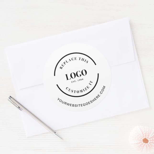 Website mit einfachem Business-Logo Runder Aufkleber (Umschlag)