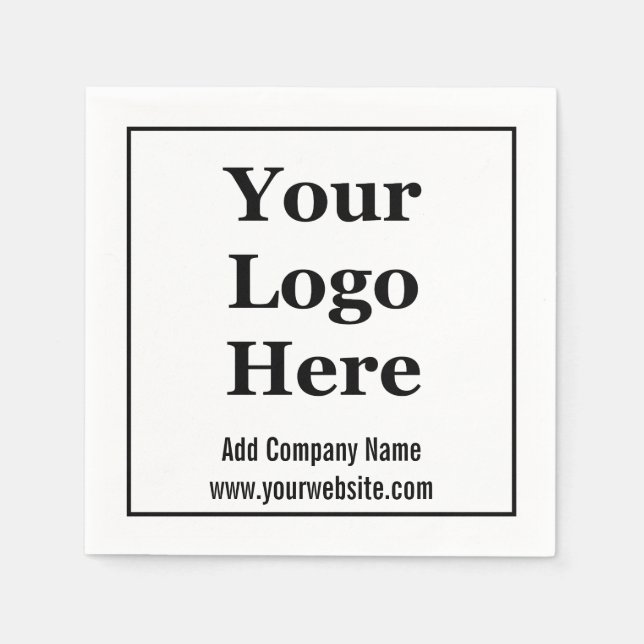 Website mit Firmenlogo Schwarz und Weiß Serviette (Vorderseite)