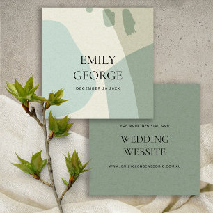 WEBSITE "MODERN ABSTRAKT AQUA BLUE ART WEDING" QUADRATISCHE VISITENKARTE