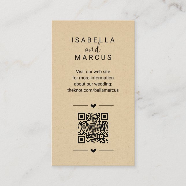 Website-QR-Code für Hochzeiten - Registrierungsdet Begleitkarte (Vorderseite)