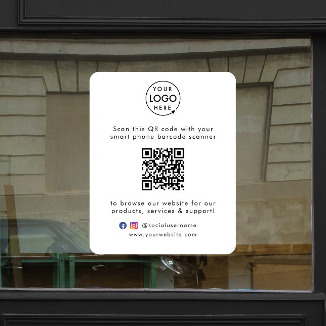 Website | QR Code Scan Me Minimal White Fensteraufkleber (Von Creator hochgeladen)