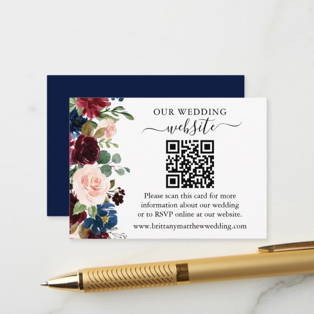 Website QR Enclosu zur Hochzeit von gemischten Was Begleitkarte (Vorderseite/Rückseite Beispiel)