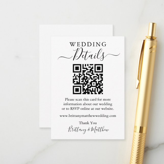 Website QR zu Minimalistischen einfachen Hochzeitd Begleitkarte (Vorderseite/Rückseite Beispiel)