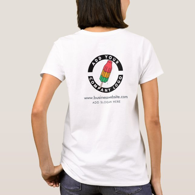 Website-URL und Slogan für Unternehmen hinzufügen T-Shirt (Rückseite)