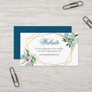 Website von Boho Floral Geometric Blue Wedding Visitenkarte