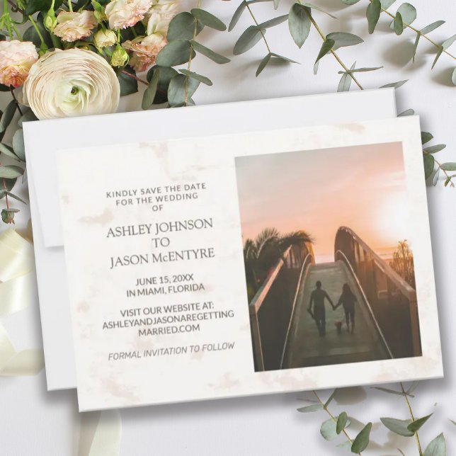 Website von Cream Tan Wedding Foto Save The Date (Von Creator hochgeladen)