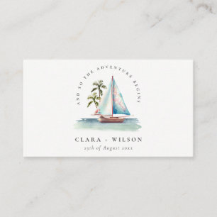 Website von Dusky Aquamarin Sailboat Palm Seascape Begleitkarte