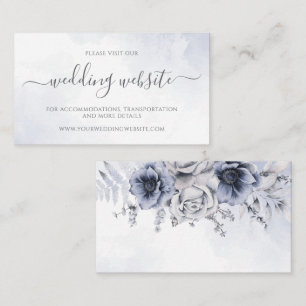 Website von Dusty Blue and Navy Floral Elegant Wed Begleitkarte