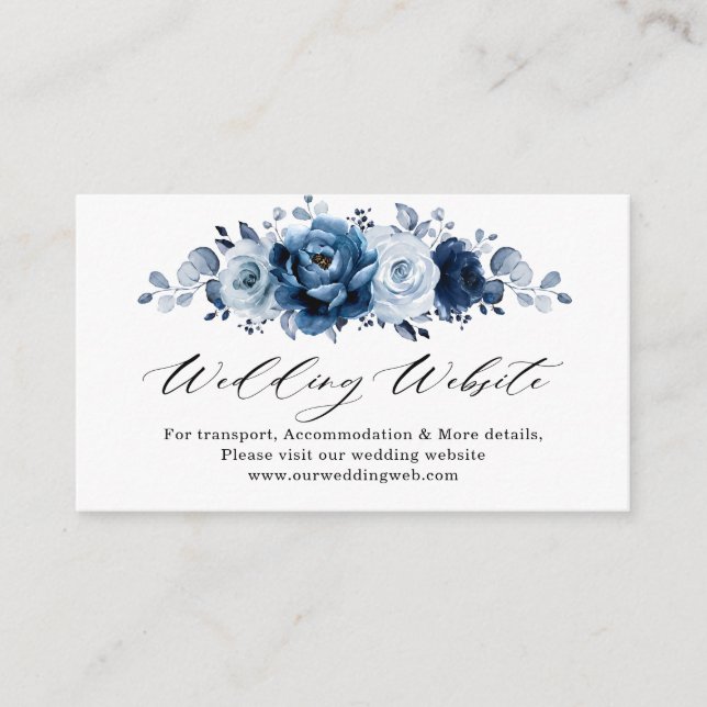 Website von Dusty Blue Slate Navy, Blumengestein Begleitkarte (Vorderseite)