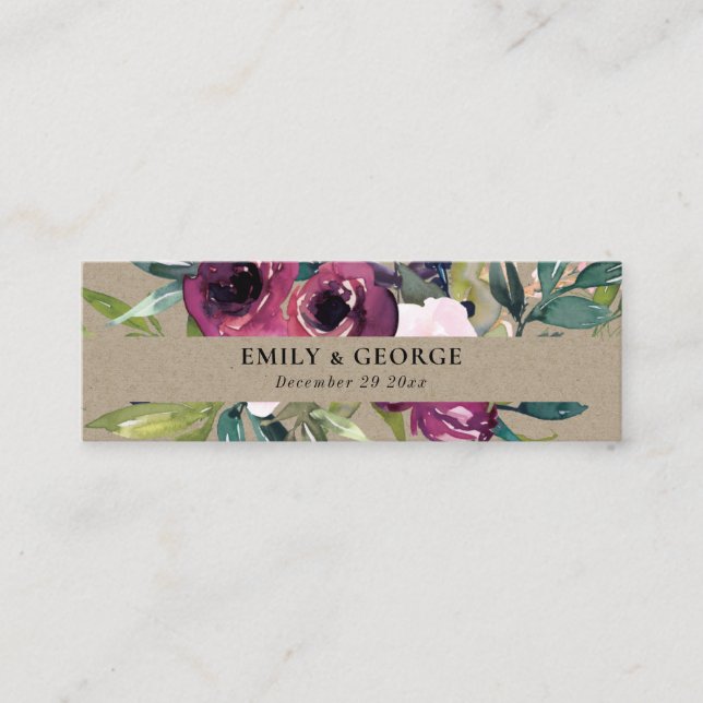 WEBSITE VON KRAFT BLUSH BURGUNDY FLORAL BUNCH WEDI MINI VISITENKARTE (Vorderseite)