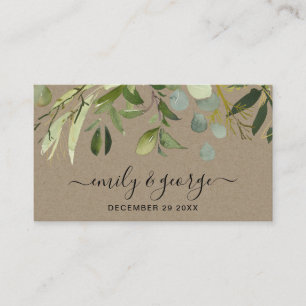 WEBSITE VON KRAFT GREEN FOLIAGE WATERCOLOR WEDING VISITENKARTE