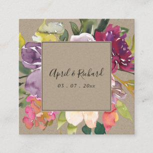 WEBSITE VON KRAFT YELLOW BLUSH BURGUNDY FLORAL WED QUADRATISCHE VISITENKARTE