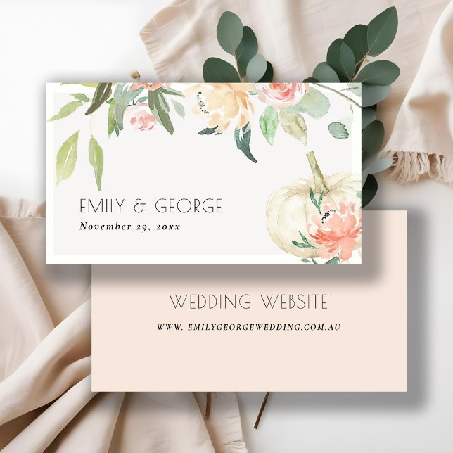 Website von Soft White Pumpkin Blush Floral Weddin Visitenkarte (Von Creator hochgeladen)