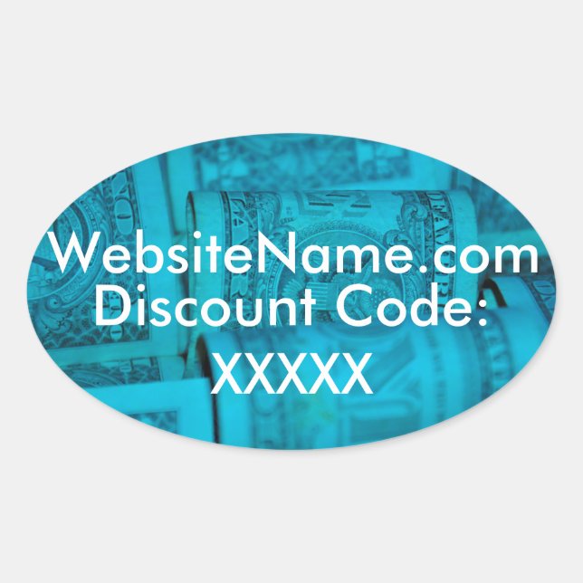 Website-Werbeaktion mit Discount-Code-Option Ovaler Aufkleber (Vorderseite)