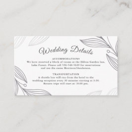Website zu eleganten Silver Botanical Wedding Deta Begleitkarte