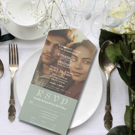 Website zum E-Mail-Foto "Minimalistisch Sage Green All In One Einladung