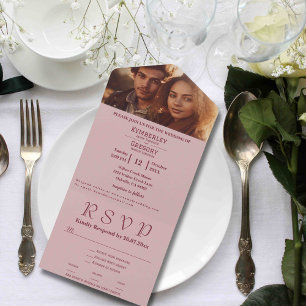 Website zum Foto "Minimalistisch Blush Pink Burgun All In One Einladung