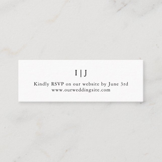 Website zum Hochzeitsschreiben für Minimalistische Mini Visitenkarte (Vorderseite)