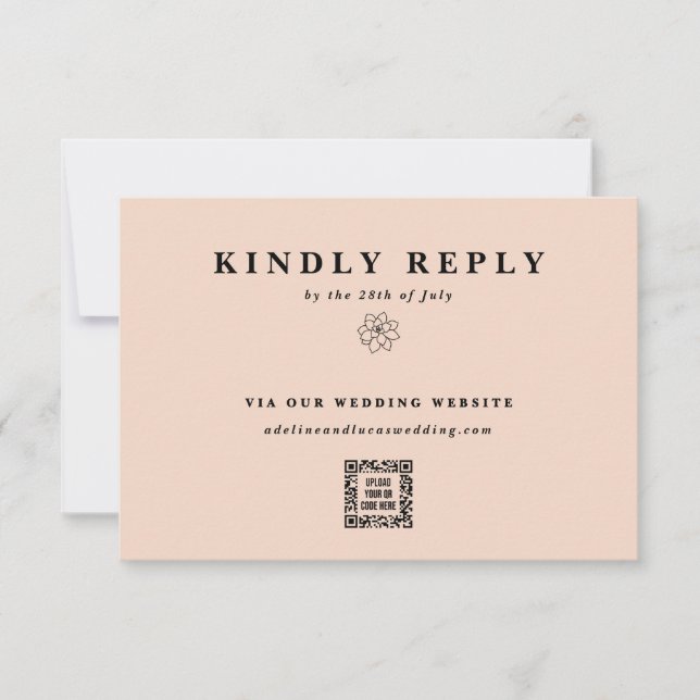 Website zum Hochzeitsschreiben von E-QR-Code RSVP Karte (Vorderseite)