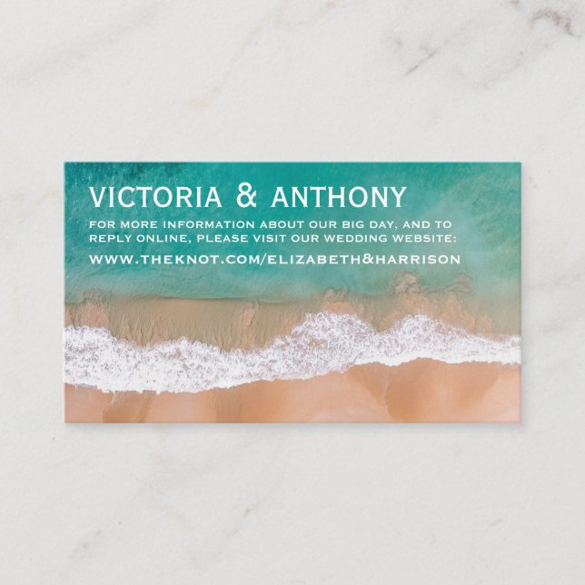 Website zum Thema Hochzeiten am Strand Begleitkarte (Vorderseite)