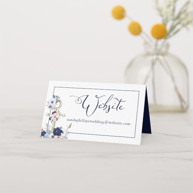 Website zum Thema Hochzeitsanker | Leerlaufdrehzah Platzkarte (Vorderseite)