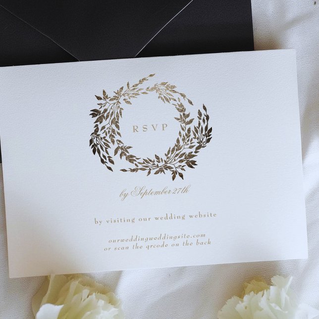 Website zur botanischen Hochzeit von Black Gold Eb RSVP Karte (Von Creator hochgeladen)