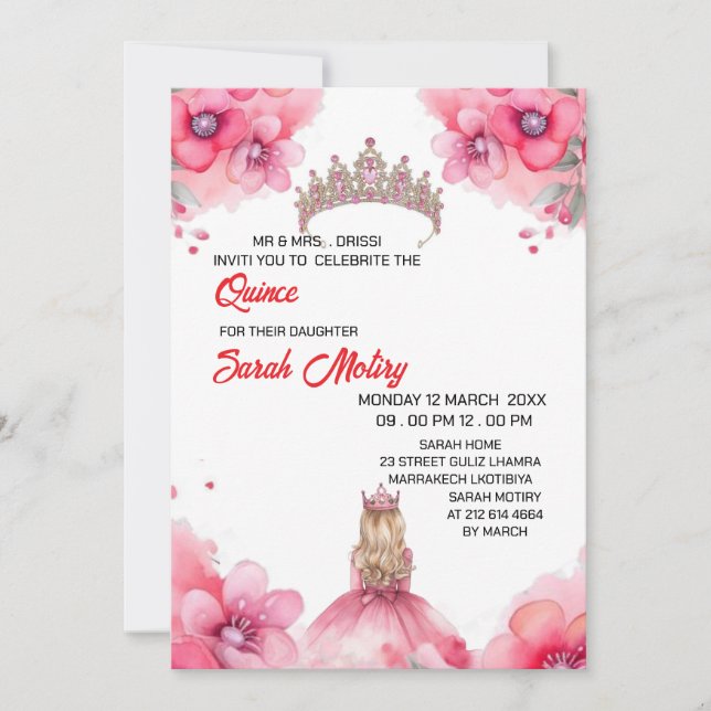 Website zur Einladung von Digital Quinceñera Sweet (Vorderseite)